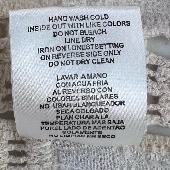 Democracy Women’s Ivory Gauzy Cotton Crochet Trim 3/4 Sleeve Boho Top Medium EUC - Picture 12 of 13